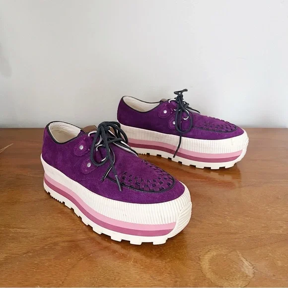 COACH • Platform Sneaker creeper chunky purple suede leather lug sole grunge - Picture 13 of 13